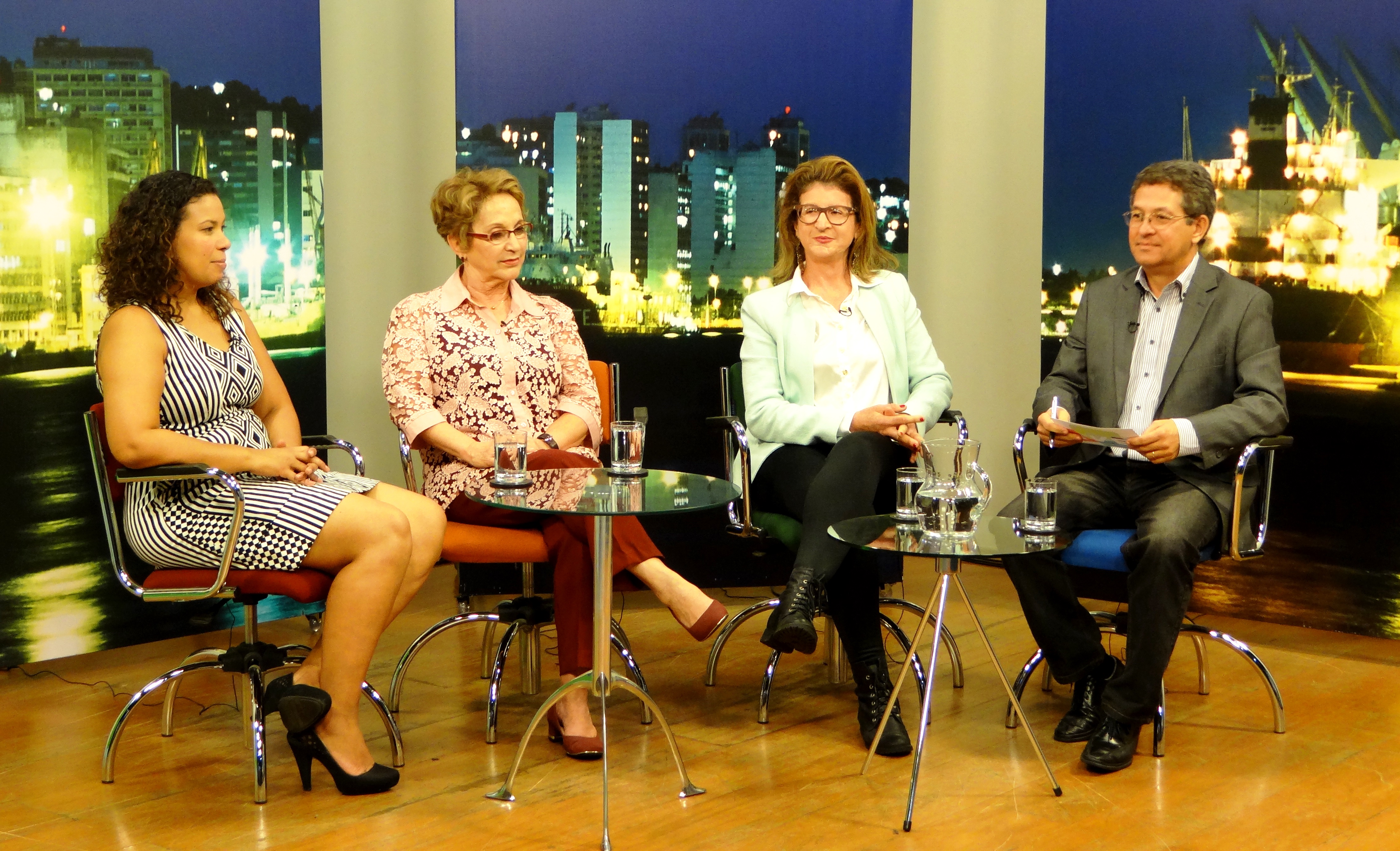 Foto Ana Paula Tongo da Bitável Tecnologia - coach Maria Helena Magalhaes - Lourdes Ferolla da Di Ferolla - entrevista no Programa Oportunidades de Guilherme Klaus - TV Educativa ES